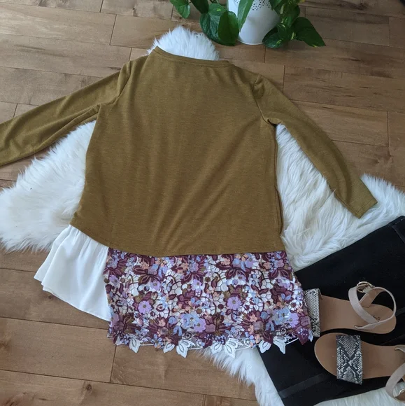 LOGO - Terry Top with Poplin Ruffle Hem - Picture 5 of 12